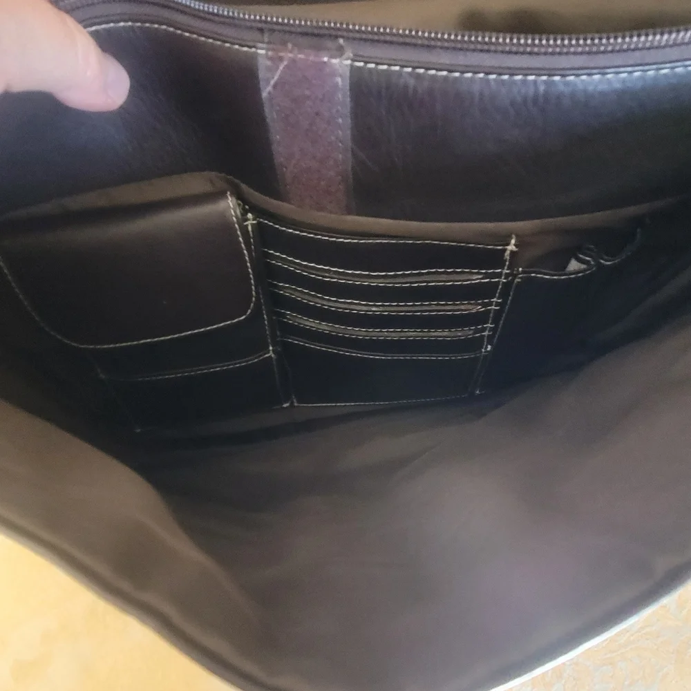 Dark Brown Genuine Leather Messenger Bag Crossbody Large Minimalist